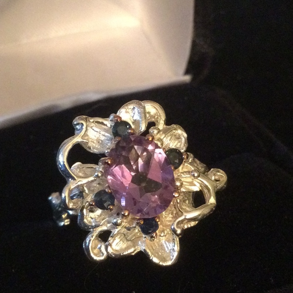 Genuine Amethyst & Sapphire Ring